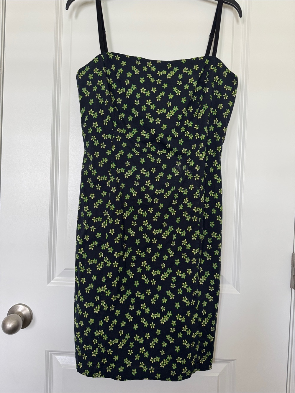 The Limited Black Dress with Green Floral Print - Women's Spaghetti Strap Dress